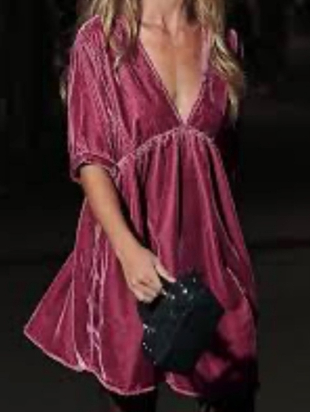 Free People Ivy Velvet Mini Dress...with pockets!  Size XS - Picture 3 of 7